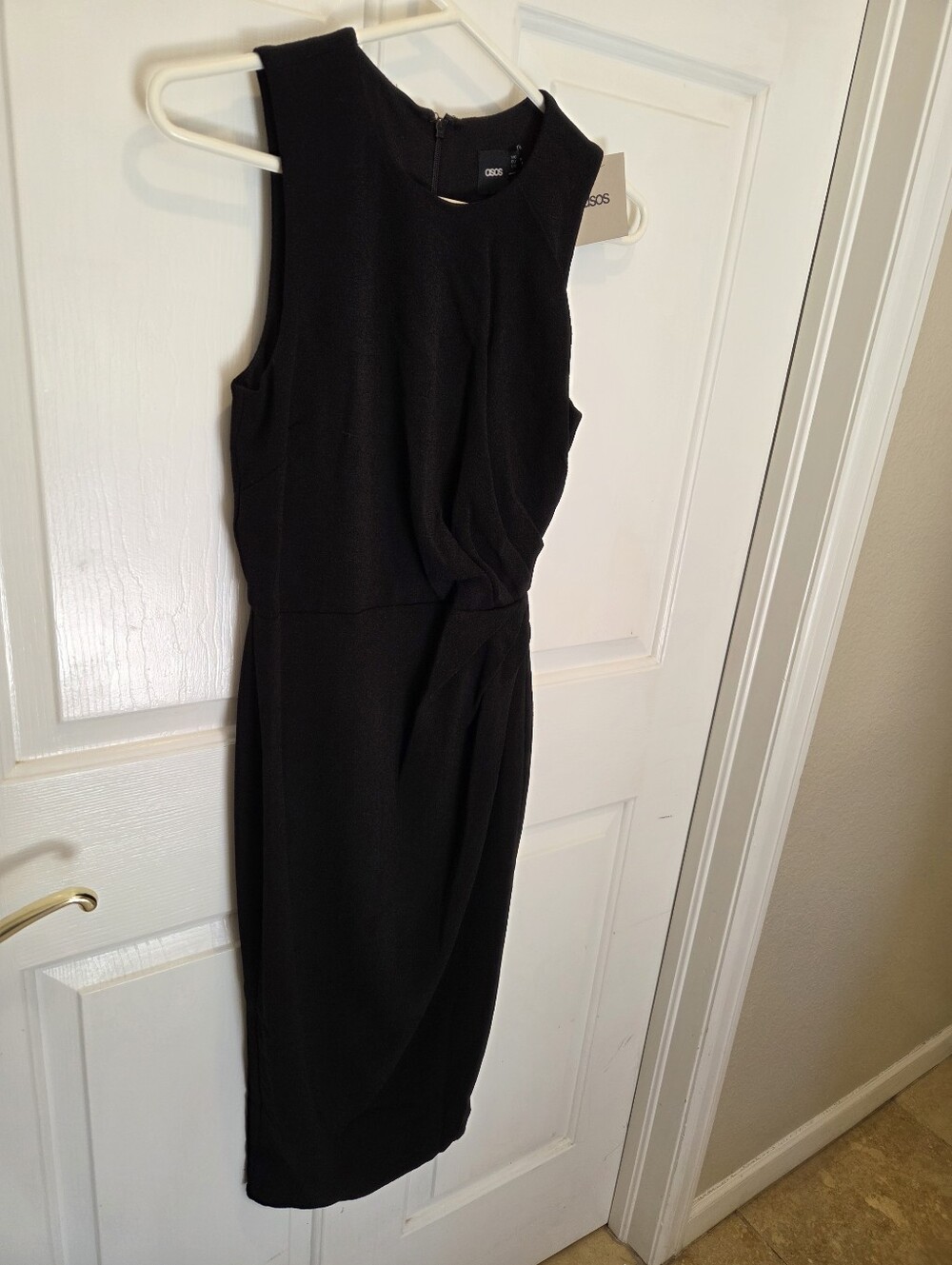 ASOS Black Sleeveless Draped Midi Dress